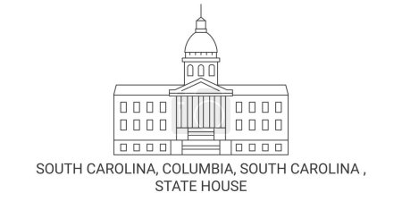 Illustration for United States, South Carolina, Columbia, State House travel landmark line vector illustration - Royalty Free Image