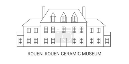 Illustration for France, Rouen, Rouen Ceramic Museum, travel landmark line vector illustration - Royalty Free Image