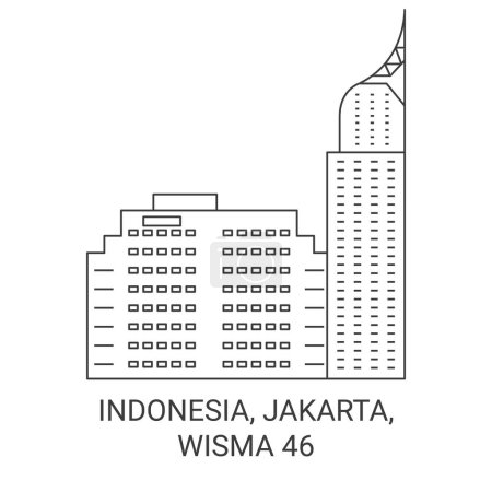 Ilustración de Indonesia, Yakarta, Wisma viaje hito línea vector ilustración - Imagen libre de derechos