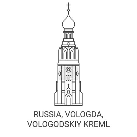 Ilustración de Rusia, Vologda, Vologodskiy Kreml recorrido hito línea vector ilustración - Imagen libre de derechos