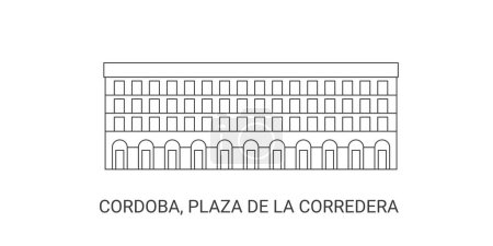 Illustration for Argentina, Cordoba, Plaza De La Corredera, travel landmark line vector illustration - Royalty Free Image