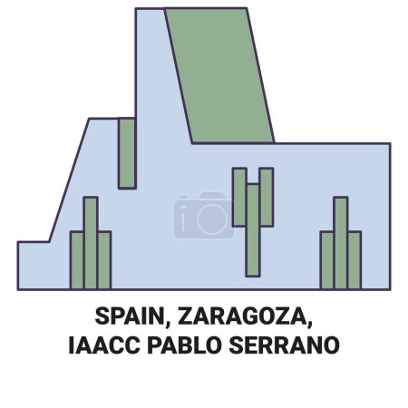 Ilustración de España, Zaragoza, Iaacc Pablo Serrano recorrido hito línea vector ilustración - Imagen libre de derechos