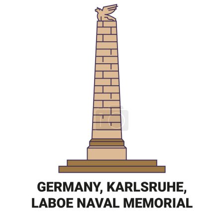 Ilustración de Alemania, Karlsruhe, Laboe Naval Memorial viaje hito línea vector ilustración - Imagen libre de derechos