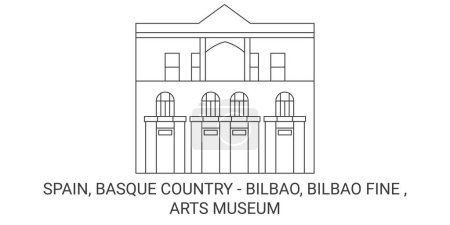 Illustration for Spain, Basque Country Bilbao, Bilbao Fine , Arts Museum travel landmark line vector illustration - Royalty Free Image