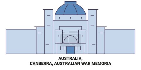 Téléchargez les illustrations : Australie, Canberra, Guerre d'Australie Illustration vectorielle de ligne de voyage Memoria - en licence libre de droit