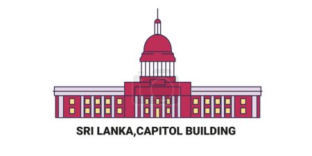 Téléchargez les illustrations : Sri Lanka, Capitol Building, illustration vectorielle de ligne de repère de voyage - en licence libre de droit