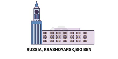 Ilustración de Rusia, Krasnoyarsk, Big Ben, la línea de referencia de viaje vector ilustración - Imagen libre de derechos