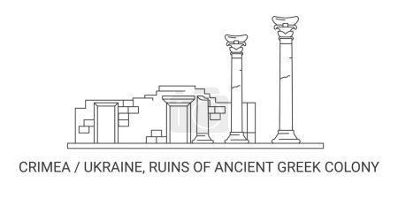 Illustration for Ukraine, Ruins Of Ancient Greek Colony, travel landmark line vector illustration - Royalty Free Image