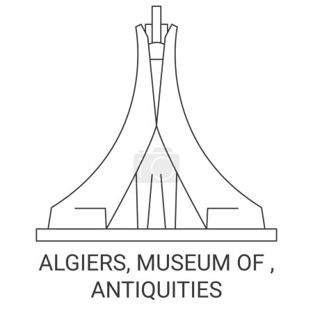 Ilustración de Argel, Museo De, Antigüedades viaje hito línea vector ilustración - Imagen libre de derechos