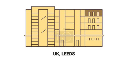 Illustration for England, Leeds travel landmark line vector illustration - Royalty Free Image