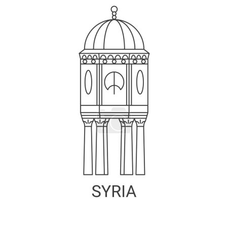 Téléchargez les illustrations : Illustration vectorielle de ligne de voyage Syrie - en licence libre de droit