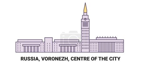 Ilustración de Rusia, Voronezh, Centro de la ciudad, la línea de referencia de viaje vector ilustración - Imagen libre de derechos