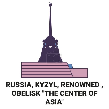 Ilustración de Rusia, Kyzyl, renombrado, Obelisco El centro de Asia viaje hito línea vector ilustración - Imagen libre de derechos