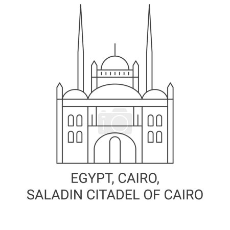 Ilustración de Egipto, El Cairo, Saladino Ciudadela de El Cairo recorrido hito línea vector ilustración - Imagen libre de derechos