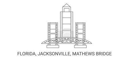 Ilustración de Estados Unidos, Florida, Jacksonville, Mathews Bridge, línea de referencia de viaje vector ilustración - Imagen libre de derechos
