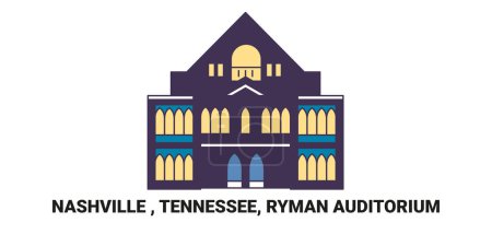 Vereinigte Staaten, Nashville, Tennessee, Ryman Auditorium, Reise-Meilenstein Linienvektorillustration