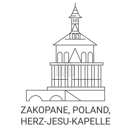 Ilustración de Polonia, Zakopane, Herzjesukapelle viaje hito línea vector ilustración - Imagen libre de derechos