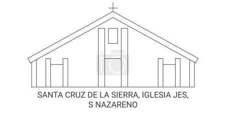 Ilustración de Bolivia, Santa Cruz De La Sierra, Iglesia Jes, S Nazareno recorrido hito línea vector ilustración - Imagen libre de derechos