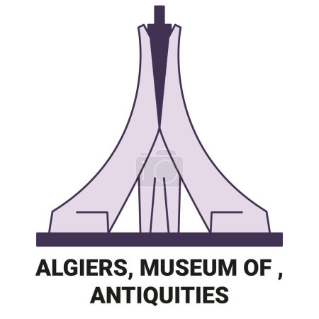 Ilustración de Argel, Museo De, Antigüedades viaje hito línea vector ilustración - Imagen libre de derechos
