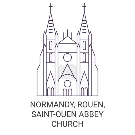 Ilustración de Francia, Normandía, Rouen, Abadía de Saintouen Iglesia viaje hito línea vector ilustración - Imagen libre de derechos