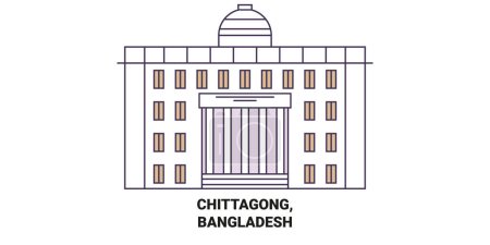 Illustration for Bangladesh, Chittagong, travel landmark line vector illustration - Royalty Free Image