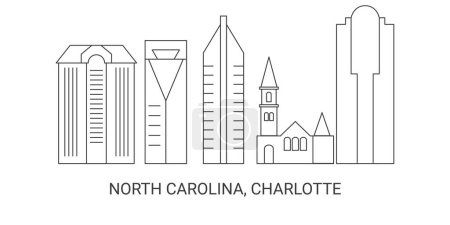 Illustration for United States, North Carolina, Charlotte travel landmark line vector illustration - Royalty Free Image