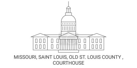Ilustración de Estados Unidos, Missouri, Saint Louis, Old St. Louis County, Palacio de Justicia de viaje hito línea vector ilustración - Imagen libre de derechos
