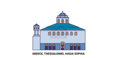 Illustration for Greece, Thessaloniki, Hagia Sophia travel landmark line vector illustration - Royalty Free Image