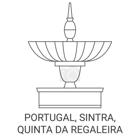 Illustration for Portugal, Sintra, Quinta Da Regaleira travel landmark line vector illustration - Royalty Free Image