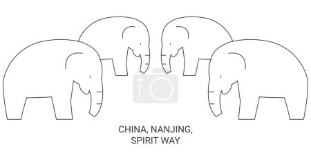 Téléchargez les illustrations : Chine, Nanjing, illustration vectorielle de ligne de voyage de Spirit Way - en licence libre de droit
