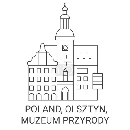 Téléchargez les illustrations : Pologne, Olsztyn, Muzeum Illustration vectorielle de ligne de voyage Przyrody - en licence libre de droit