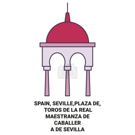 Illustration for Spain, Seville,Plaza De, Toros De La Real Maestranza De Caballera De Sevilla travel landmark line vector illustration - Royalty Free Image