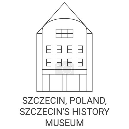 Téléchargez les illustrations : Pologne, Szczecin, Szczecins Histoire Musée Voyage illustration vectorielle ligne historique - en licence libre de droit