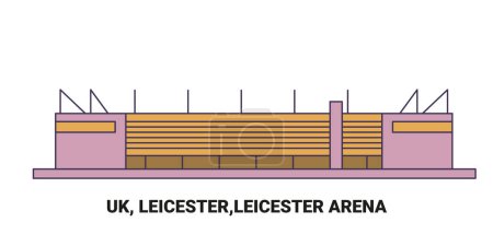 Téléchargez les illustrations : Angleterre, Leicester, Leicester Arena voyages illustration vectorielle de ligne historique - en licence libre de droit