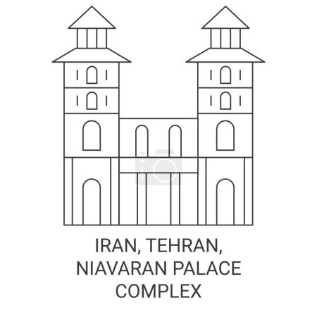 Illustration for Iran, Tehran, Niavaran Palace Complex travel landmark line vector illustration - Royalty Free Image