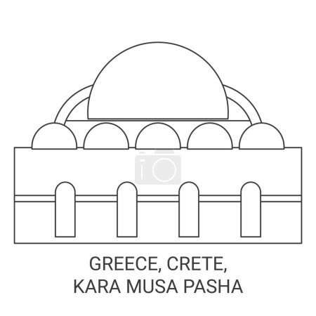 Illustration for Greece, Crete, Kara Musa Pasha travel landmark line vector illustration - Royalty Free Image