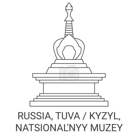 Téléchargez les illustrations : Russie, Tuva Kyzyl, Natsionalnyy Muzey Voyage illustration vectorielle ligne historique - en licence libre de droit