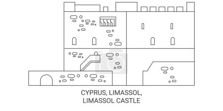 Téléchargez les illustrations : Chypre, Limassol, Limassol Château Voyage illustration vectorielle ligne historique - en licence libre de droit