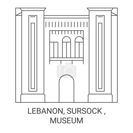 Téléchargez les illustrations : Liban, Sursock, Illustration vectorielle de ligne de voyage du musée - en licence libre de droit