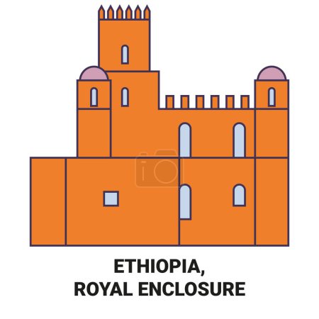 Illustration for Ethiopia, Royal Enclosure travel landmark line vector illustration - Royalty Free Image