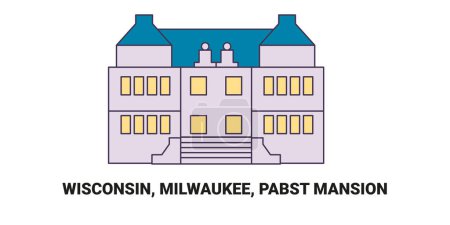 Illustration for United States, Wisconsin, Milwaukee, Pabst Mansion, travel landmark line vector illustration - Royalty Free Image