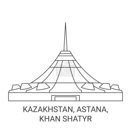 Téléchargez les illustrations : Kazakhstan, Astana, Khan Shatyr voyages illustration vectorielle de ligne historique - en licence libre de droit