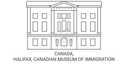 Illustration for Canada, Halifax, Canadian Museum Of Immigration travel landmark line vector illustration - Royalty Free Image