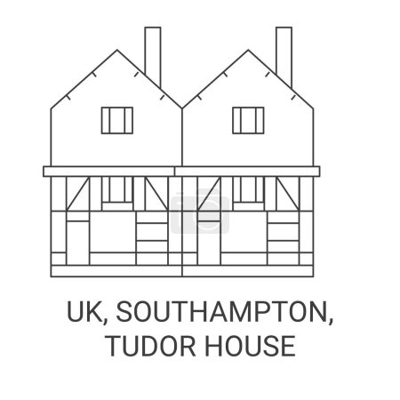 Illustration for England, Southampton, Tudor House travel landmark line vector illustration - Royalty Free Image
