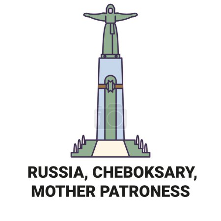 Illustration for Russia, Cheboksary, Mother Patroness travel landmark line vector illustration - Royalty Free Image