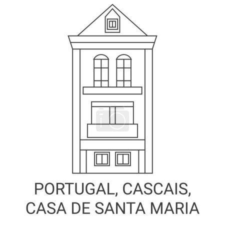 Illustration for Portugal, Cascais, Casa De Santa Maria travel landmark line vector illustration - Royalty Free Image