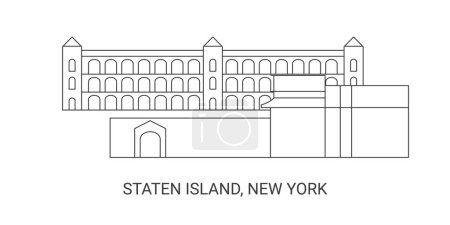 Ilustración de Estados Unidos, Staten Island, Nueva York viaje hito línea vector ilustración - Imagen libre de derechos