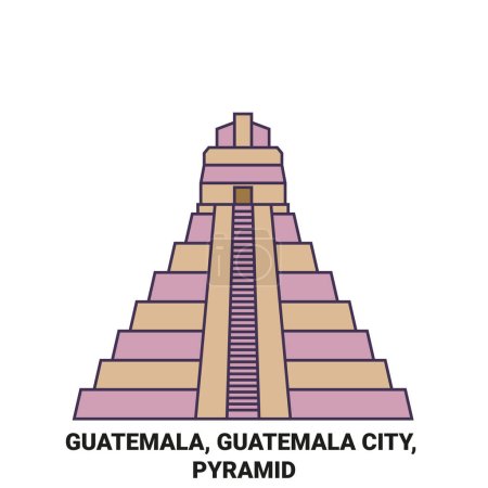 Ilustración de Guatemala, Ciudad de Guatemala, Viajes Monumento histórico línea vector ilustración - Imagen libre de derechos