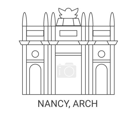 Illustration for France Nancy, Arc travel landmark line vector illustration - Royalty Free Image