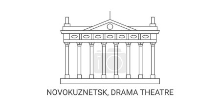Illustration for Russia, Novokuznetsk, Drama Theatre travel landmark line vector illustration - Royalty Free Image